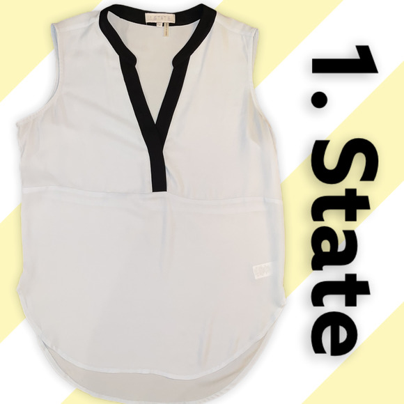 1. State Tops - 1. State blouse Nordstrom Lt Gray with black Small